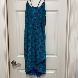 Daisy Fuentes teal and purple cocktail dress